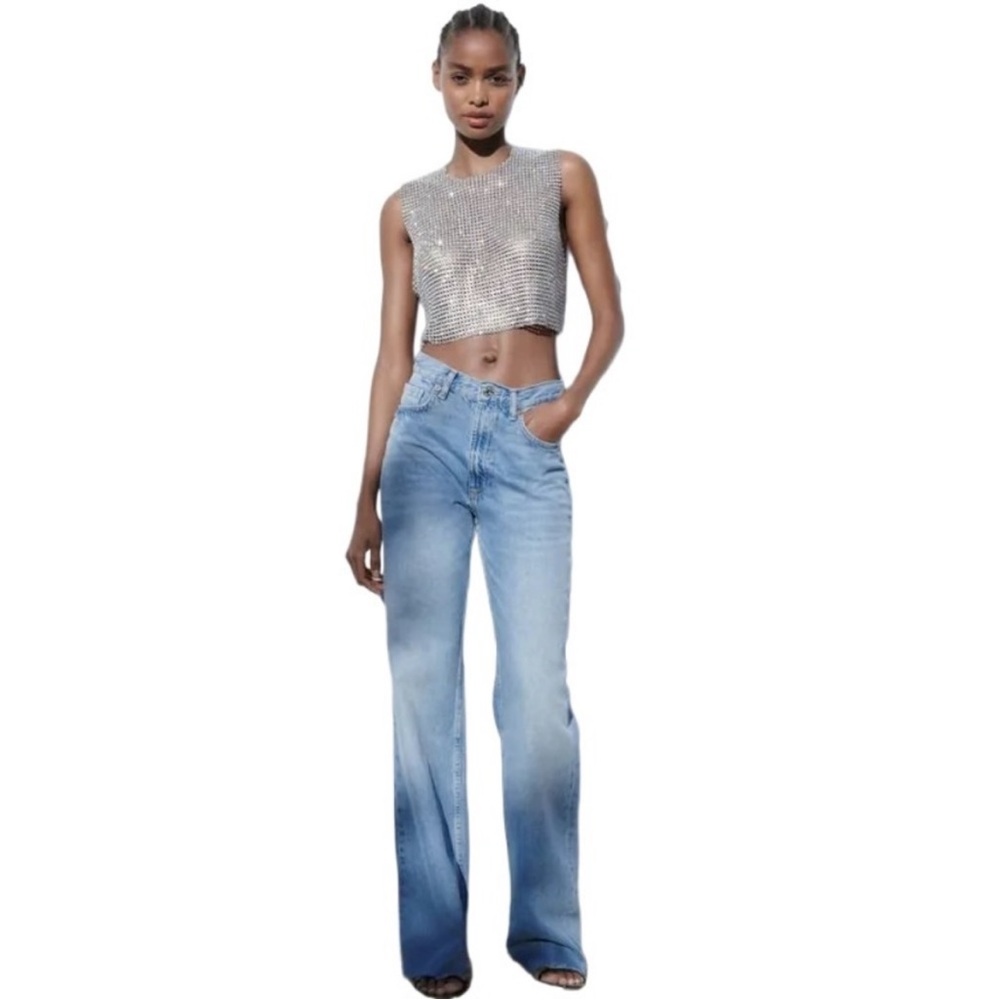 OPEN BACK RHINESTONE TOP ZARA NWT